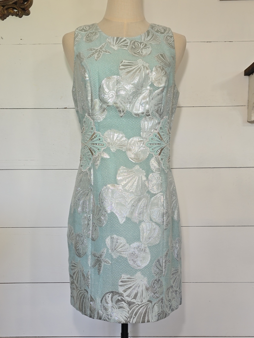 Lilly Pulitzer Seasalt Tint Metallic Shell Mila Mini Shift Dress Size 4